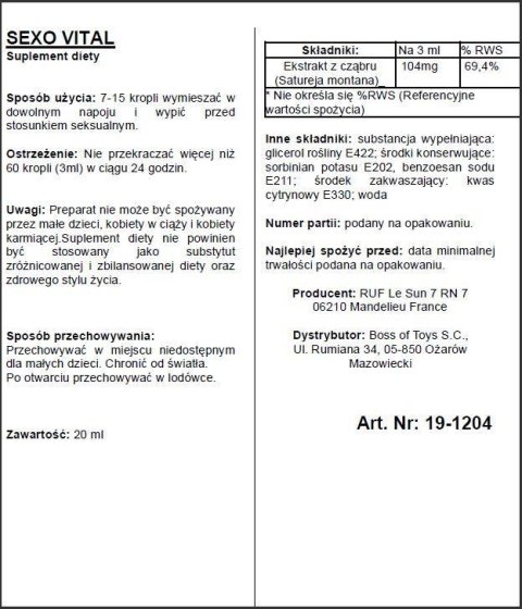 Supl.diety-APHRODICT SEXOVITAL 20 ml Supl.diety-APHRODICT SEXOVITAL 20 ml