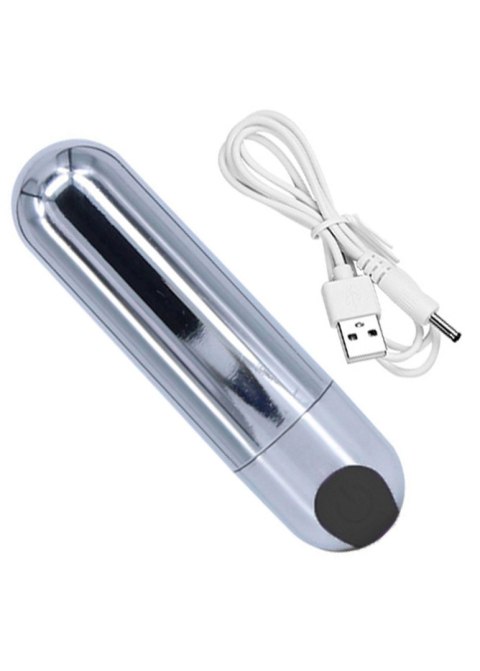 Wibrator-Strong Bullet Vibrator Silver/Black USB 10 Function Wibrator-Strong Bullet Vibrator Silver/Black USB 10 Function