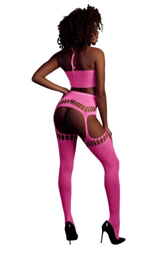 Ouch! - Komplet - Two Piece with Crop Top and Stockings - Pink - XS/XL