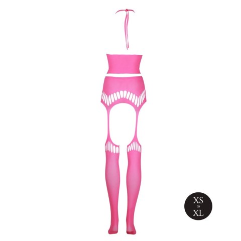 Ouch! - Komplet - Two Piece with Crop Top and Stockings - Pink - XS/XL Ouch! - Komplet - Two Piece with Crop Top and Stockings - Pink - XS/XL