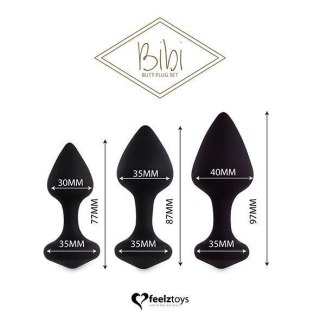 Zestaw 3 korków analnych - FeelzToys - Bibi Butt Plug Set 3 pcs Black