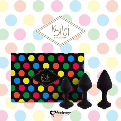 Zestaw 3 korków analnych - FeelzToys - Bibi Butt Plug Set 3 pcs Black Zestaw 3 korków analnych - FeelzToys - Bibi Butt Plug Set 3 pcs Black