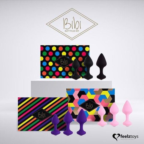Zestaw 3 korków analnych - FeelzToys - Bibi Butt Plug Set 3 pcs Black Zestaw 3 korków analnych - FeelzToys - Bibi Butt Plug Set 3 pcs Black