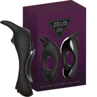 Pierścień wibrujący - FeelzToys - Zeus Dual Vibe Cock Ring Black