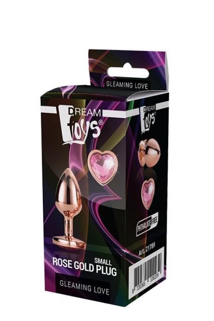 Korek analny z kryształkiem - GLEAMING LOVE ROSE GOLD PLUG SMALL - Dream Toys