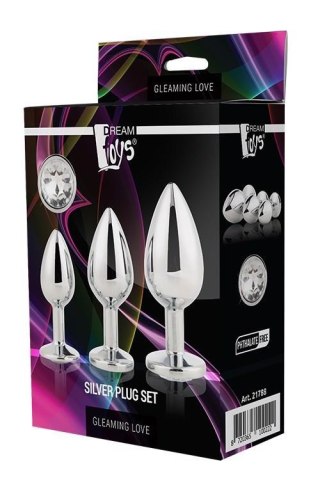 Zestaw 3 korków analnych - GLEAMING LOVE SILVER PLUG SET - Dream Toys