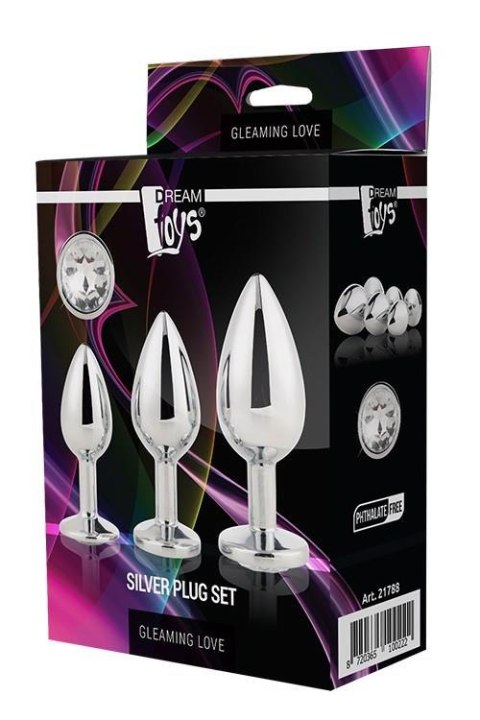 Zestaw 3 korków analnych - GLEAMING LOVE SILVER PLUG SET - Dream Toys Zestaw 3 korków analnych - GLEAMING LOVE SILVER PLUG SET - Dream Toys