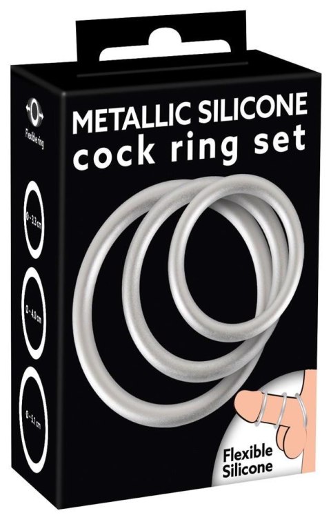 Zestaw 3 pierścieni erekcyjnych - Metallic Silicone Cock ring se Zestaw 3 pierścieni erekcyjnych - Metallic Silicone Cock ring se