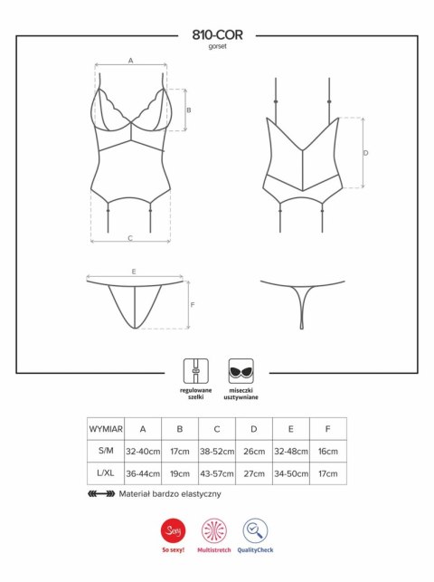 Obsessive - Gorset - 810-COR-2 gorset i stringi biały L/XL Obsessive - Gorset - 810-COR-2 gorset i stringi biały L/XL