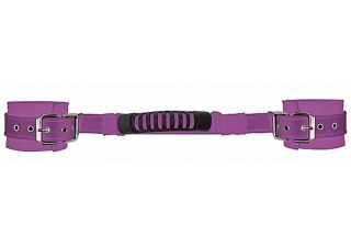 Kajdanki z uchwytem - Adjustable Leather Handcuffs - Purple