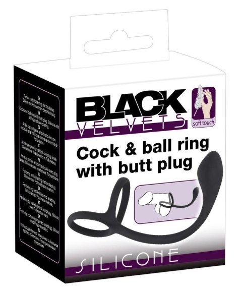 Korek analny z pierścieniem - Black Velvets Cock + Ball ring Korek analny z pierścieniem - Black Velvets Cock + Ball ring