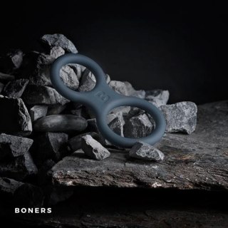 Podwójny pierścień erekcyjny - Boners Silicone Cock Ring And Ball Stretcher - Grey