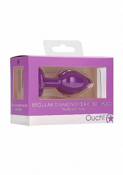 Korek analny z kryształkiem - Diamond Heart Butt Plug - Regular - Purple Korek analny z kryształkiem - Diamond Heart Butt Plug - Regular - Purple