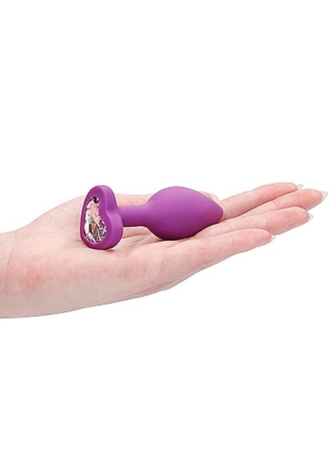 Korek analny z kryształkiem - Diamond Heart Butt Plug - Regular - Purple Korek analny z kryształkiem - Diamond Heart Butt Plug - Regular - Purple