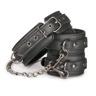 Kajdanki na nadgarstki i szyję - Leather Collar With Anklecuff