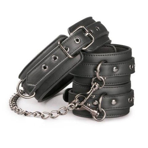 Kajdanki na nadgarstki i szyję - Leather Collar With Anklecuff Kajdanki na nadgarstki i szyję - Leather Collar With Anklecuff