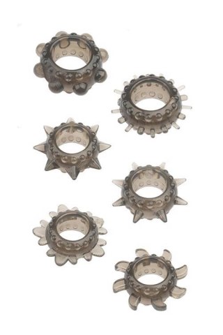 Zestaw 6 pierścieni na penisa - MENZSTUFF 6PC STRETCHEABLE RING SET