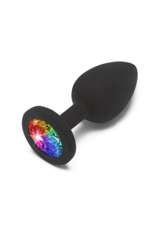 Korek analny z kryształkiem - Rainbow Booty Jewel Small Black