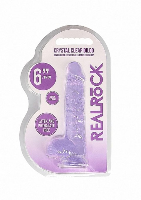 Dildo żelowe 15 cm Realistic Dildo With Balls - Purple Dildo żelowe 15 cm Realistic Dildo With Balls - Purple