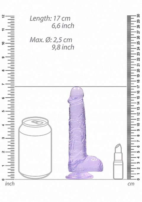 Dildo żelowe 15 cm Realistic Dildo With Balls - Purple Dildo żelowe 15 cm Realistic Dildo With Balls - Purple