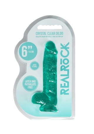 Dildo żelowe 15 cm Realistic Dildo With Balls - Turquoise