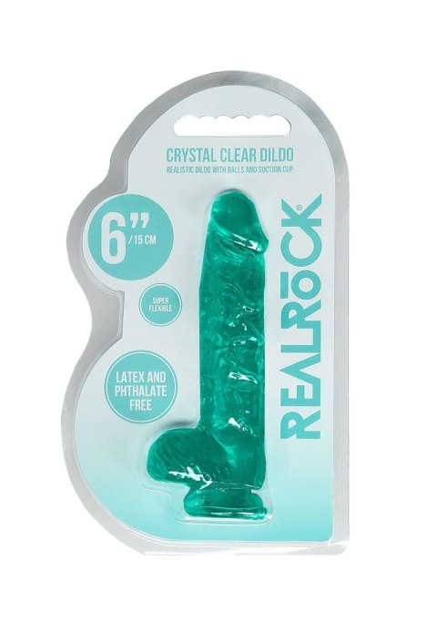 Dildo żelowe 15 cm Realistic Dildo With Balls - Turquoise Dildo żelowe 15 cm Realistic Dildo With Balls - Turquoise