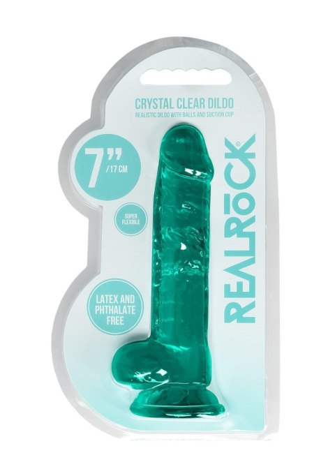 Dildo żelowe 19 cm Realistic Dildo With Balls - Turquoise Dildo żelowe 19 cm Realistic Dildo With Balls - Turquoise