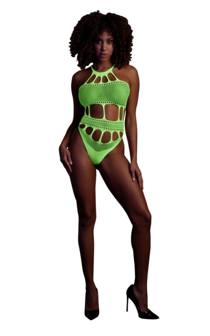 Ouch! - Body with Grecian Neckline - Neon Green - XS/XL
