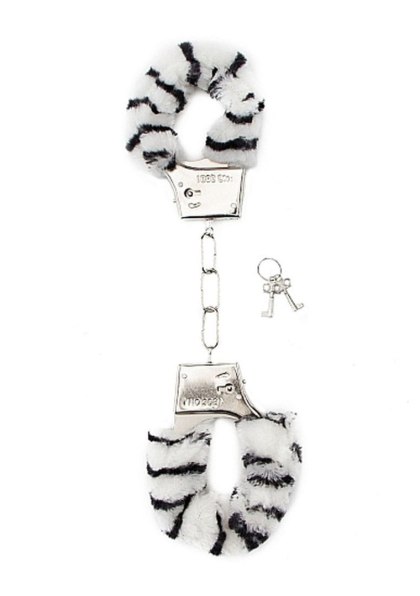 Kajdanki z futerkiem - Furry Handcuffs - Zebra