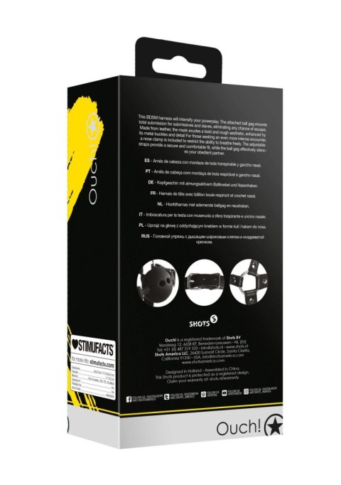 Uprząż z kneblem - Head Harness with Breathable Ball Gag and Nose Hooks - Black Uprząż z kneblem - Head Harness with Breathable Ball Gag and Nose Hooks - Black