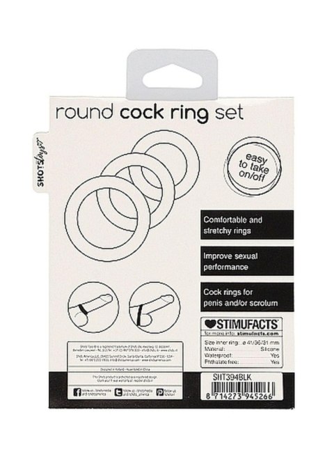Zestaw 3 pierścieni erekcyjnych - Round Cock Ring Set - Black Zestaw 3 pierścieni erekcyjnych - Round Cock Ring Set - Black