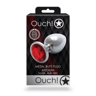 Korek analny z kryształkiem - Round Gem Butt Plug - Medium