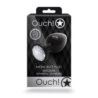 Korek analny z kryształkiem - Round Gem Butt Plug - Medium