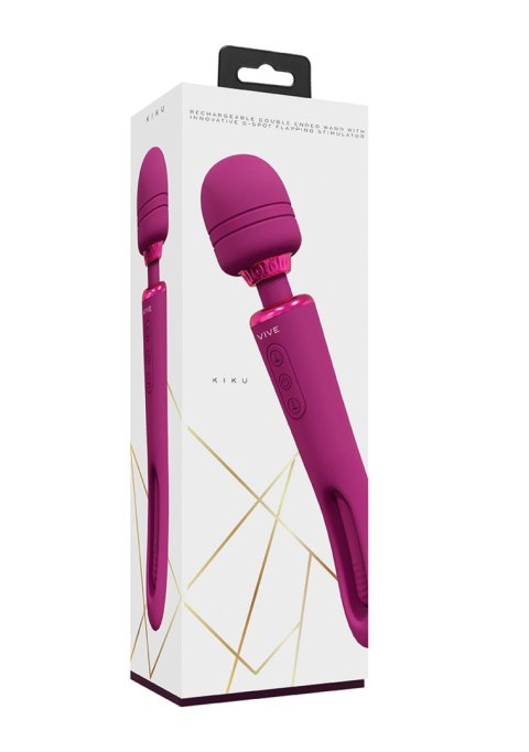 Wibrator - VIVE - Kiku - Rechargeable Double Ended Wand with Innovative G-Spot Flapping Stimulator - Pink Wibrator - VIVE - Kiku - Rechargeable Double Ended Wand with Innovative G-Spot Flapping Stimulator - Pink