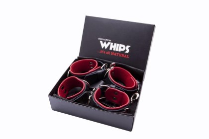 Kajdanki na nadgarstki i kostki - WHIPS krzyżak czerwony