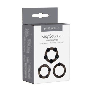 Zestaw 3 pierścieni erekcyjnych - Me You Us Easy Squeeze Cock Ring Set Black