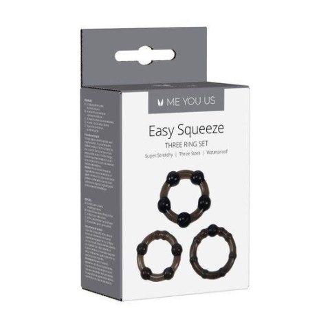 Zestaw 3 pierścieni erekcyjnych - Me You Us Easy Squeeze Cock Ring Set Black Zestaw 3 pierścieni erekcyjnych - Me You Us Easy Squeeze Cock Ring Set Black
