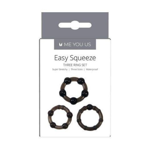 Zestaw 3 pierścieni erekcyjnych - Me You Us Easy Squeeze Cock Ring Set Black Zestaw 3 pierścieni erekcyjnych - Me You Us Easy Squeeze Cock Ring Set Black