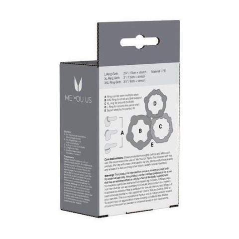 Zestaw 3 pierścieni erekcyjnych - Me You Us Easy Squeeze Cock Ring Set Black Zestaw 3 pierścieni erekcyjnych - Me You Us Easy Squeeze Cock Ring Set Black