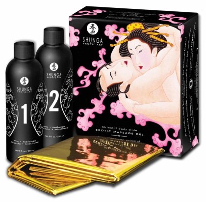 Shunga - Zestaw do masażu - Gel Massage Strawberry Sparkling Wine