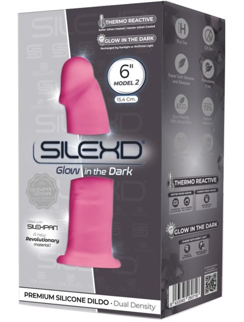 Dildo świecące w ciemności - Pink Model 2 (6") Dildo świecące w ciemności - Pink Model 2 (6")