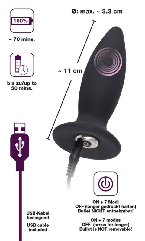 Wibrujący korek analny - Black Velvets Recharge Plug S Wibrujący korek analny - Black Velvets Recharge Plug S