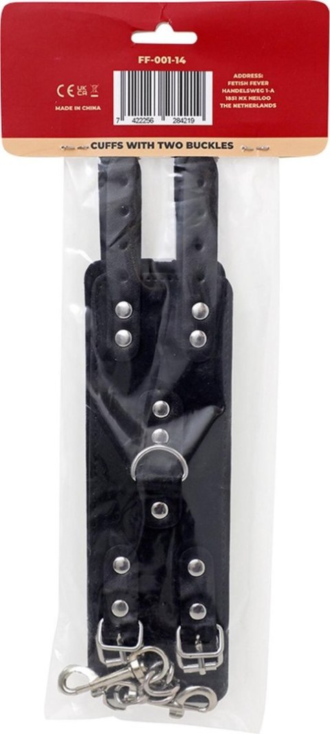 Kajdanki - Fetish Fever - Cuffs with two buckles - Black Kajdanki - Fetish Fever - Cuffs with two buckles - Black