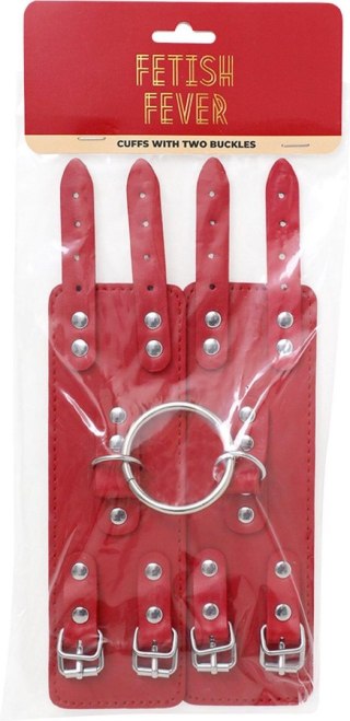 Kajdanki - Fetish Fever - Cuffs with two buckles - Red
