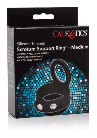 Pierścień erekcyjny - 3-Snap Scrotum Ring - Medium Black