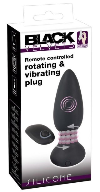 Wibrujący korek analny - Black Velvets RC Rotating & vi