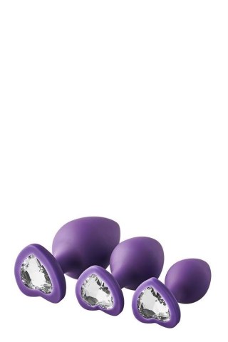 Zestaw 3 korków analnych z krzystałkami - FLIRTS ANAL TRAINING KIT GEM STONE PURPLE