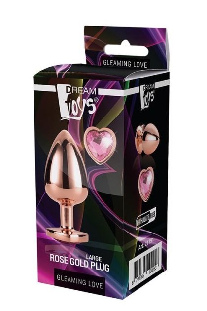 Korek analny z kryształkiem - GLEAMING LOVE ROSE GOLD PLUG LARGE