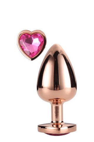Korek analny z kryształkiem - GLEAMING LOVE ROSE GOLD PLUG LARGE