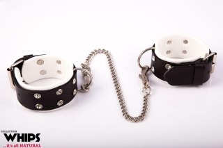 Kajdanki damskie na nogi, biało-czarnne - Whips Collections